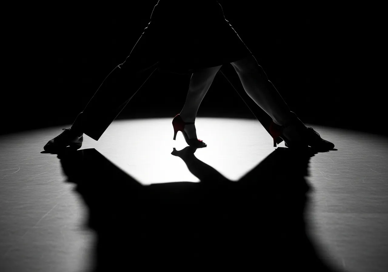 Геометричные тени от ног танцоров