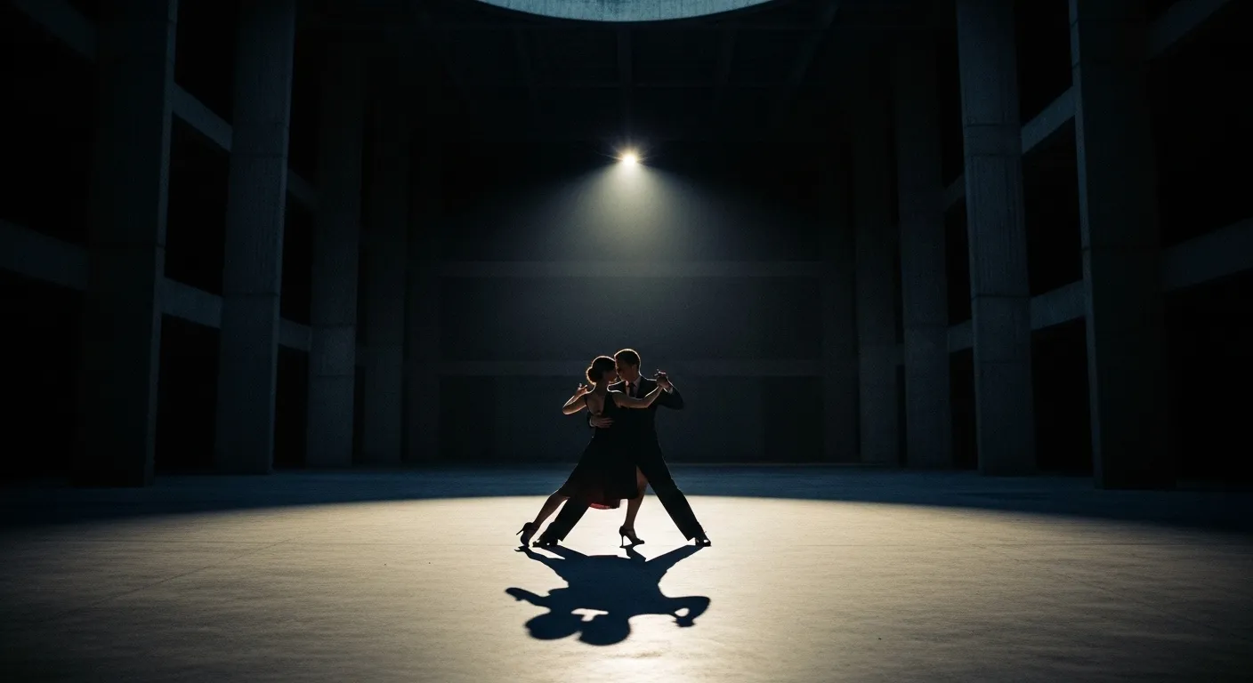 Пара танго в огромном пустом пространстве